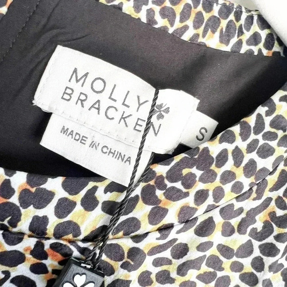 Molly Bracken Size S Ladies Woven Dress in Camo Panther Khaki Shift Dress NEW! - Picture 6 of 10